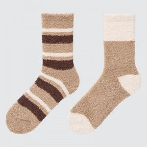 Chaussette Uniqlo HEATTECH Soft Fluffy Femme Beige | 3742841