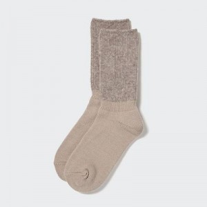 Chaussette Uniqlo HEATTECH Souffle Yarn Femme Beige | 7189070