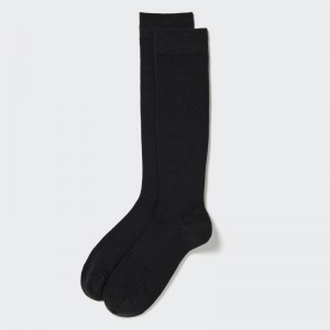 Chaussette Uniqlo Heattech Wide-ribbed Knee-high Homme Noir | 838850
