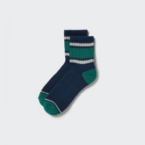 Chaussette Uniqlo Pattern Lined Half Homme Bleu | 4835675