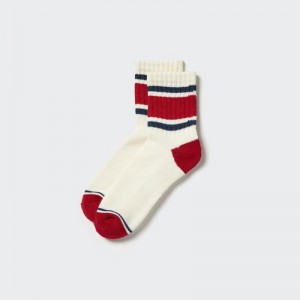 Chaussette Uniqlo Pattern Lined Half Homme Blanche | 5304146