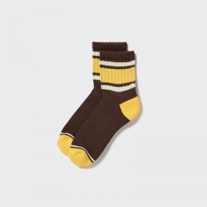 Chaussette Uniqlo Pattern Lined Half Homme Marron | 7746137