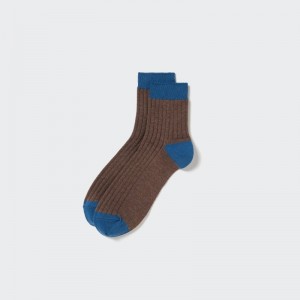 Chaussette Uniqlo Ribbed Half Homme Marron | 5121619