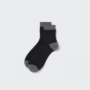 Chaussette Uniqlo Ribbed Half Homme Noir | 7239813