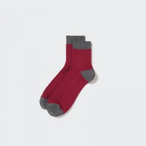 Chaussette Uniqlo Ribbed Half Homme Rouge | 3503280