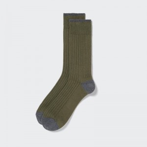 Chaussette Uniqlo Ribbed Homme Vert Olive | 1116080
