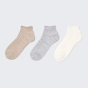 Chaussette Uniqlo Short 3 Pack Femme Beige | 4064672