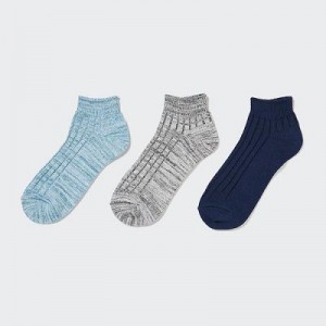 Chaussette Uniqlo Short 3 Pack Femme Bleu | 9898983
