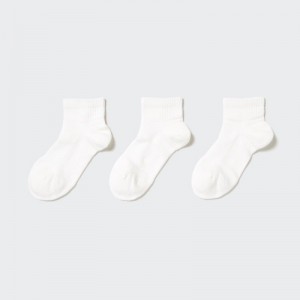 Chaussette Uniqlo Short 3 Pack Sports/Piled Femme Blanche | 379406