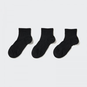 Chaussette Uniqlo Short 3 Pack Sports/Piled Femme Noir | 1036795