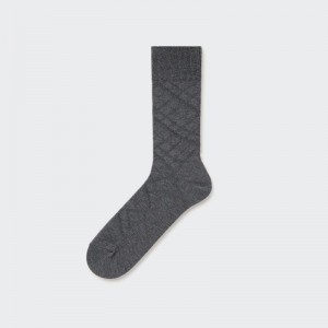 Chaussette Uniqlo Supima Cotton Links Checked Homme Grise | 4920537