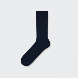 Chaussette Uniqlo Supima Cotton Links Checked Homme Bleu Marine | 641462