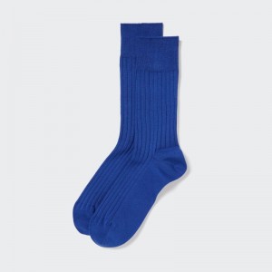 Chaussette Uniqlo Supima Cotton Wide Ribbed Homme Bleu | 2900047