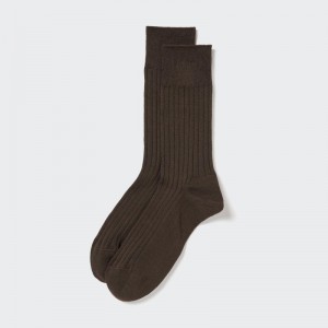 Chaussette Uniqlo Supima Cotton Wide Ribbed Homme Marron | 7037862