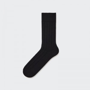 Chaussette Uniqlo Wide-ribbed Homme Noir | 7883204