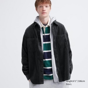 Chemises Uniqlo Corduroy Work Long-sleeve Homme Grise | 933113