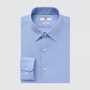 Chemises Uniqlo Easy Care Stretch Slim Fit Long-sleeve Homme Bleu | 3630787