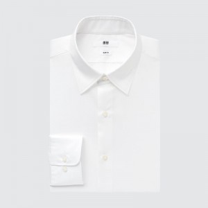 Chemises Uniqlo Easy Care Stretch Slim Fit Long-sleeve Homme Blanche | 2864110