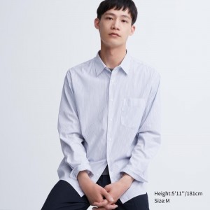 Chemises Uniqlo Extra Fine Cotton Broadcloth Long-sleeve Homme Blanche | 7175868