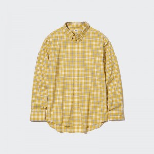 Chemises Uniqlo Extra Fine Cotton Broadcloth Long-sleeve Homme Jaune | 2989134