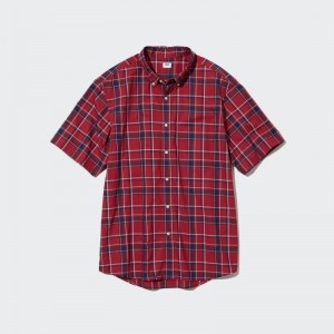 Chemises Uniqlo Extra Fine Cotton Short-sleeve Homme Rouge | 7995978