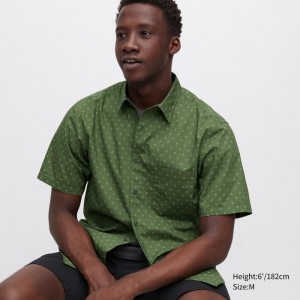 Chemises Uniqlo Extra Fine Cotton Short-sleeve Homme Vert Olive | 9044792