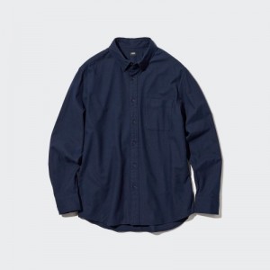 Chemises Uniqlo Flannel Casual Femme Bleu Marine | 881730