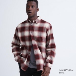 Chemises Uniqlo Flannel Checked Casual Femme Rouge | 6173963
