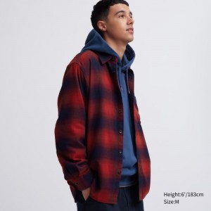 Chemises Uniqlo Flannel Checked Casual Femme Orange | 8171856