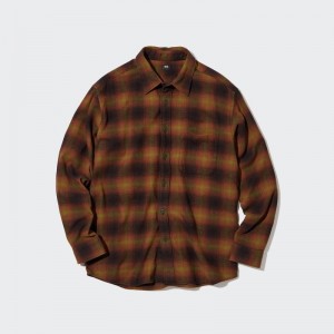 Chemises Uniqlo Flannel Checked Long-sleeve Homme Jaune | 3168046