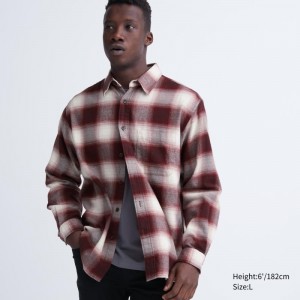 Chemises Uniqlo Flannel Checked Long-sleeve Homme Rouge | 5983591