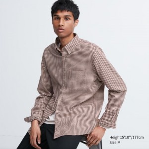 Chemises Uniqlo Flannel Checked Long-sleeve Homme Rouge | 4663336