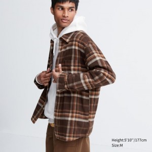 Chemises Uniqlo Flannel Checked Long-sleeve Homme Marron | 613041