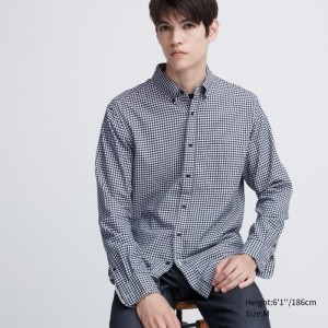 Chemises Uniqlo Flannel Checked Long-sleeve Homme Bleu Marine | 8597460