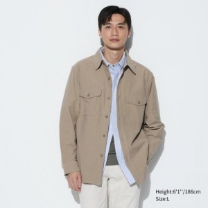 Chemises Uniqlo Jersey Femme Beige | 3849927