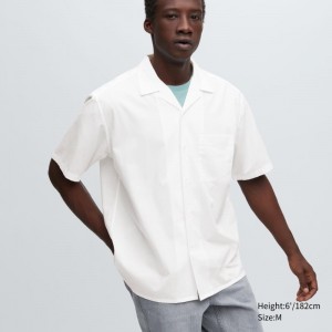 Chemises Uniqlo Open Collar Short-sleeve Homme Blanche | 8217378