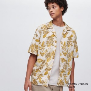 Chemises Uniqlo Open Collar Short-sleeve Homme Blanche | 8383075