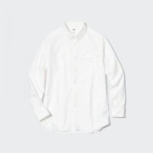 Chemises Uniqlo Oxford Slim-fit Long-sleeve Homme Blanche | 6446905