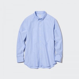 Chemises Uniqlo Oxford Slim-fit Long-sleeve Homme Bleu | 8174762