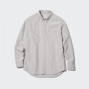 Chemises Uniqlo Oxford Slim-fit Long-sleeve Homme Grise | 499614
