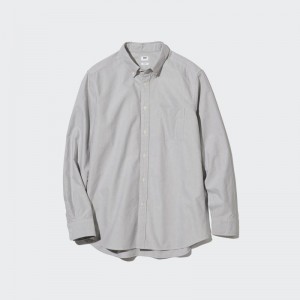 Chemises Uniqlo Oxford Slim-fit Long-sleeve Homme Grise | 8231115