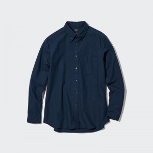 Chemises Uniqlo Oxford Slim-fit Long-sleeve Homme Bleu Marine | 6798274