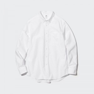 Chemises Uniqlo Oxford Slim-fit Long-sleeve Homme Blanche | 8660988