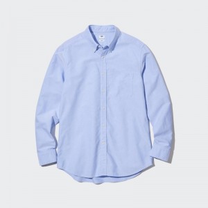 Chemises Uniqlo Oxford Slim-fit Long-sleeve Homme Bleu | 3887645