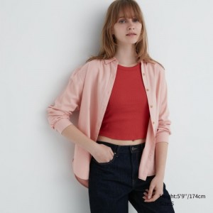 Chemises Uniqlo Soft Brushed Long-Sleeve Femme Rose | 8575031