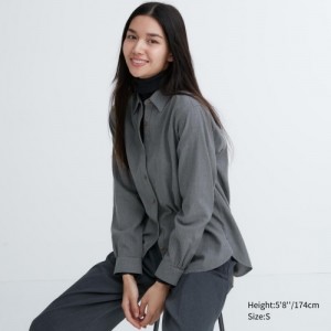 Chemises Uniqlo Soft Brushed Long-Sleeve Femme Grise | 4023853