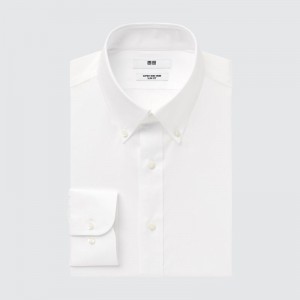 Chemises Uniqlo Super Non-iron Slim-fit Long-sleeve Button Down Collar Homme Blanche | 5621906