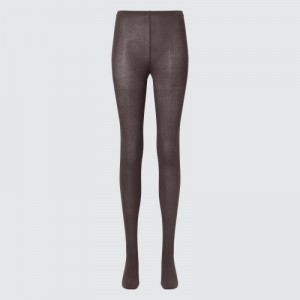 Collant Uniqlo HEATTECH Ribbed Knitted Femme Marron | 7211183
