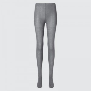 Collant Uniqlo HEATTECH Ribbed Knitted Femme Grise | 6059046