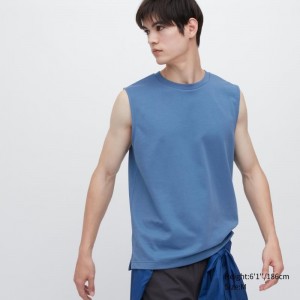 Debardeur Uniqlo Airism Cotton Sleeveless Homme Bleu | 5807666
